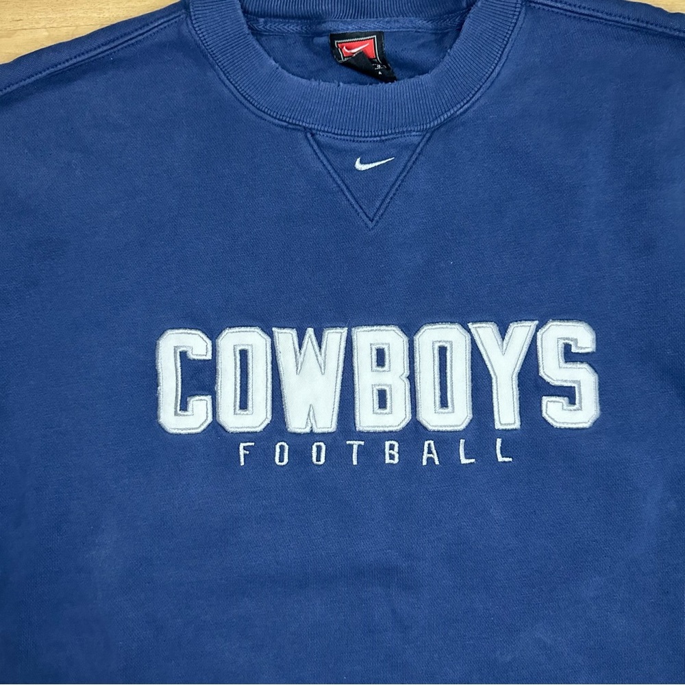 RARE VINTAGE MENS 90S NIKE DALLAS COWBOYS CENTER SWOOSH CREWNECK SIZE LARGE - Picture 7 of 15